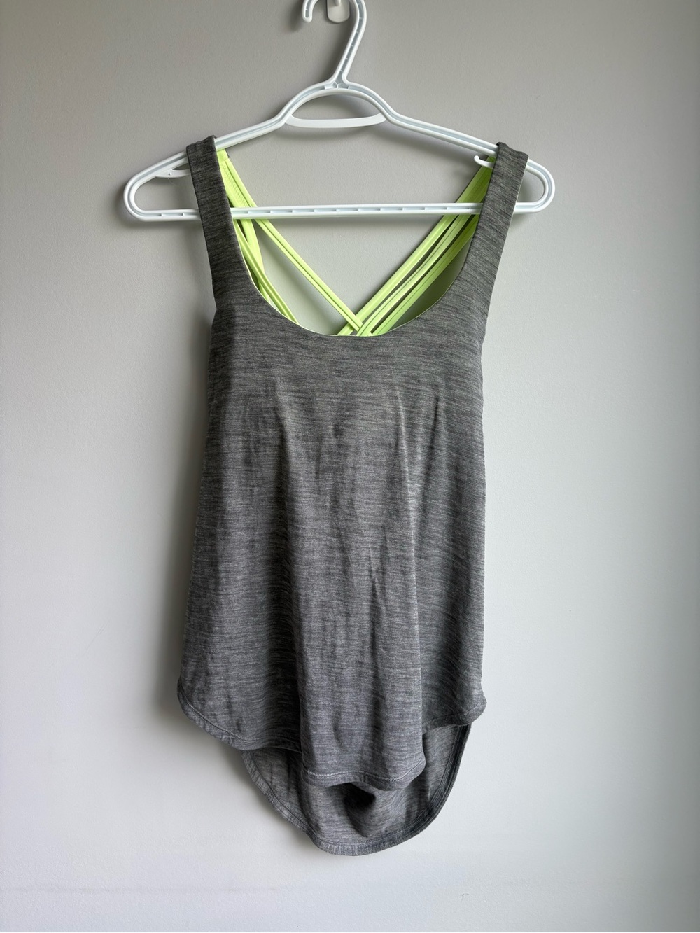 lululemon athletica Gray Tank Top with Lime Green Strappy Back